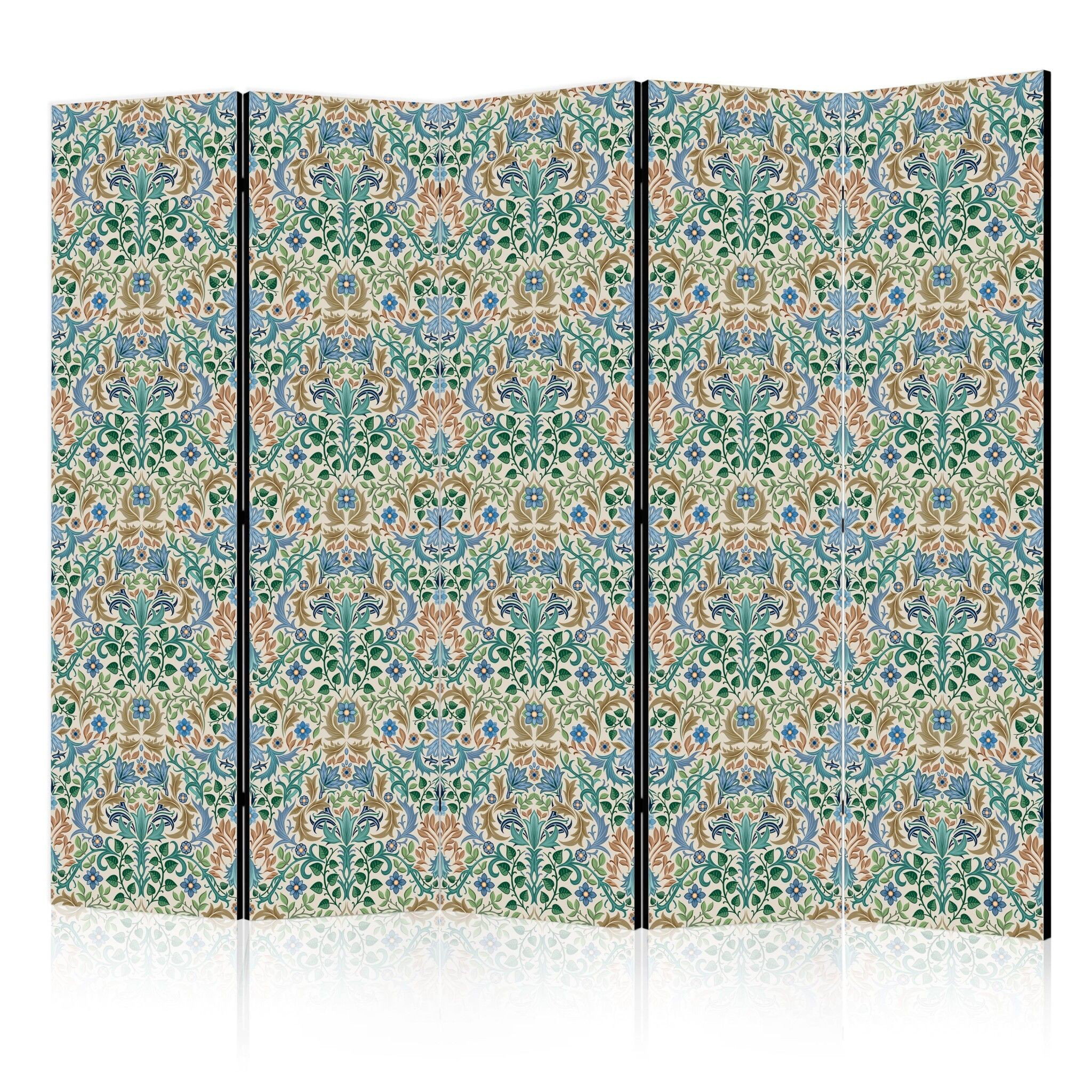 5-delad ljuddämpande rumsavdelare – Retro vintage (225x172cm)