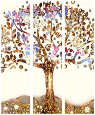 3-delad ljuddämpande rumsavdelare – Golden Tree – produktbild från leverantören