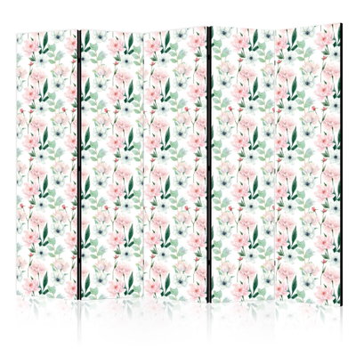 5-delad ljuddämpande rumsavdelare – Peonies - pink – produktbild