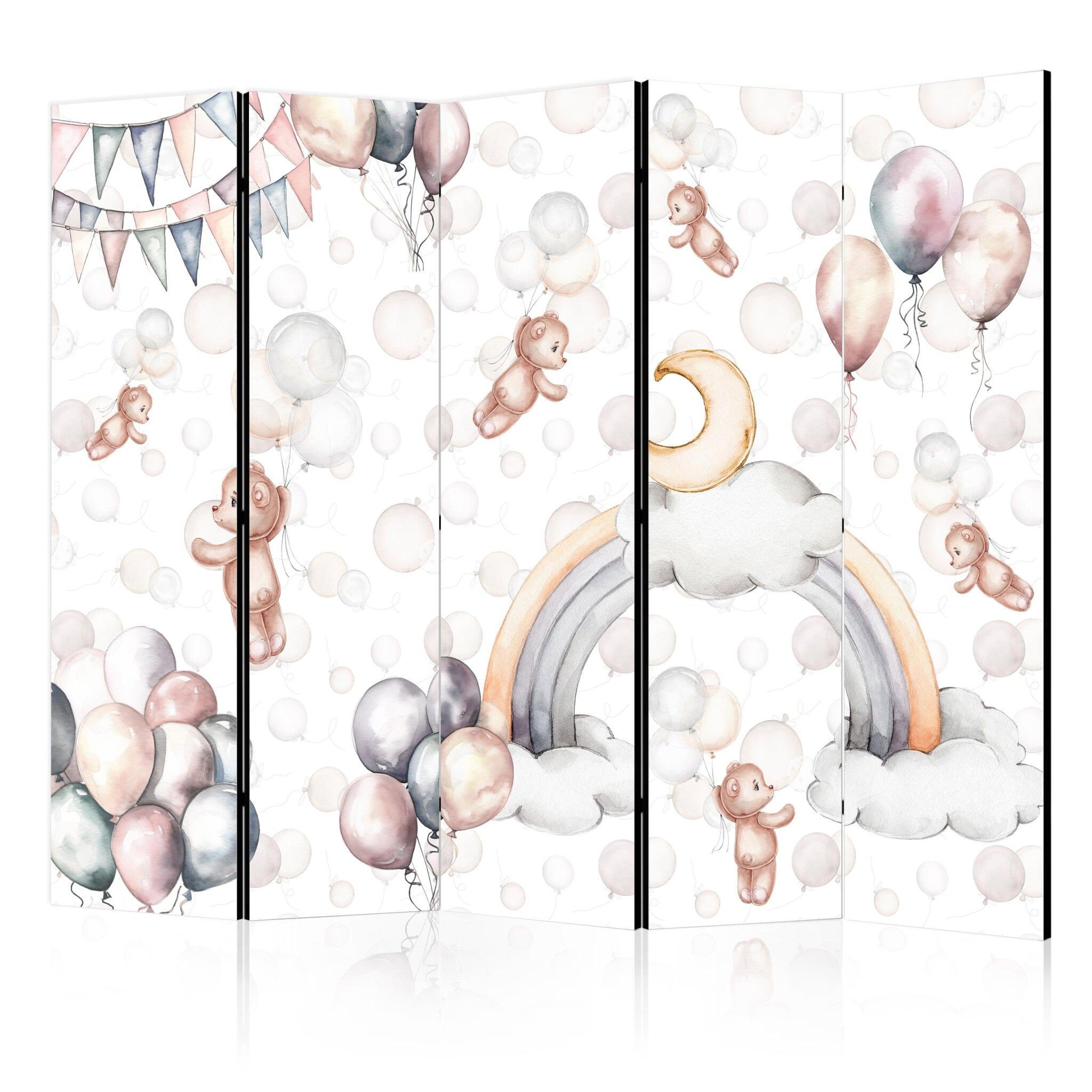 5-delad ljuddämpande rumsavdelare – Plush bears (225x172cm)