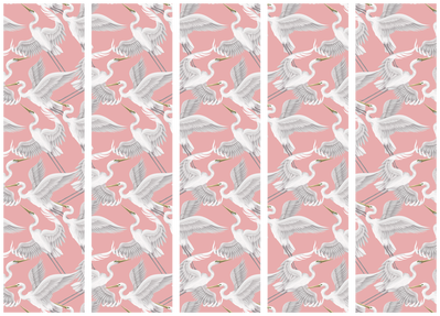 5-delad ljuddämpande rumsavdelare – Pastel birds – produktbild från leverantören