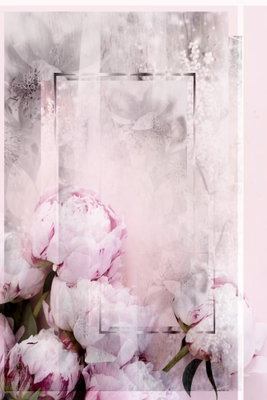 Beginning of spring vertical – motivvy. Ljusrosa blomformer framträder nedtill genom gråvita, tunna och rinnande färgskikt.
