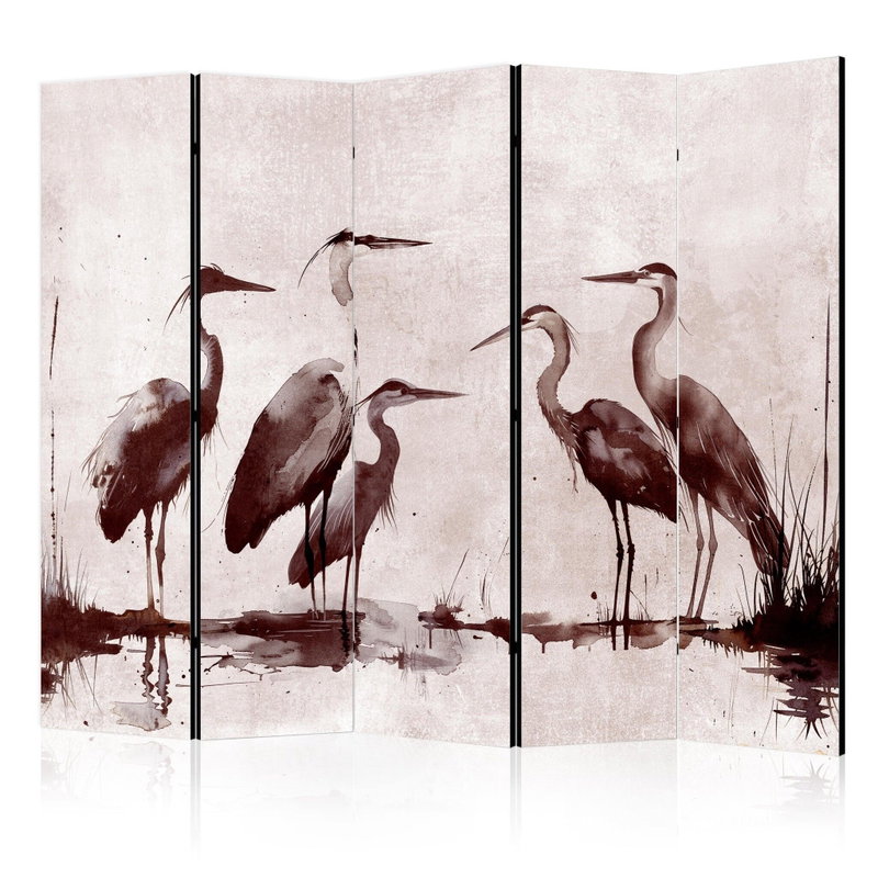 5-delad ljuddämpande rumsavdelare – Herons painted – produktbild