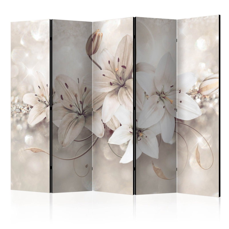 5-delad ljuddämpande rumsavdelare – Diamond lilies – produktbild