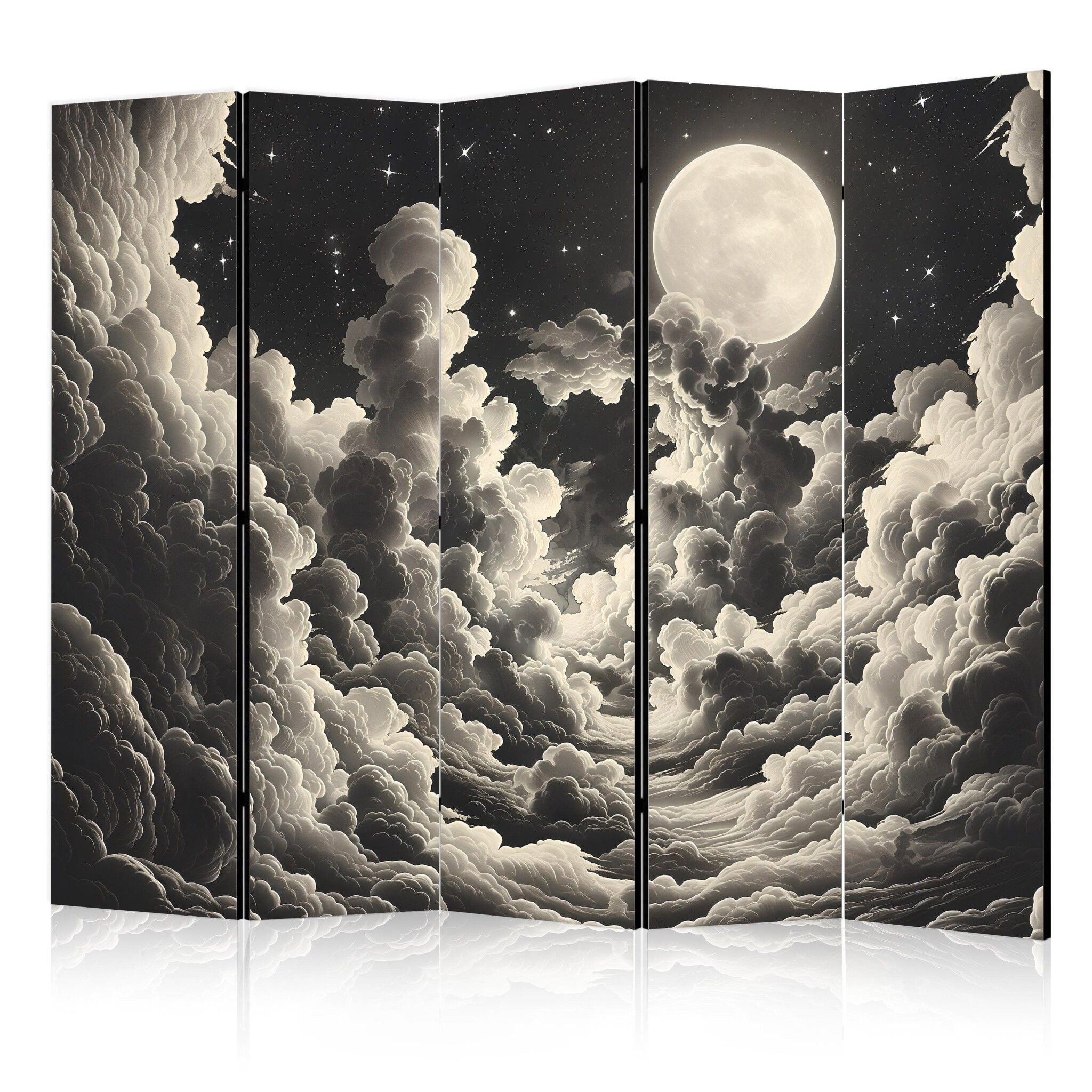 5-delad ljuddämpande rumsavdelare – The moon and (225x172cm)