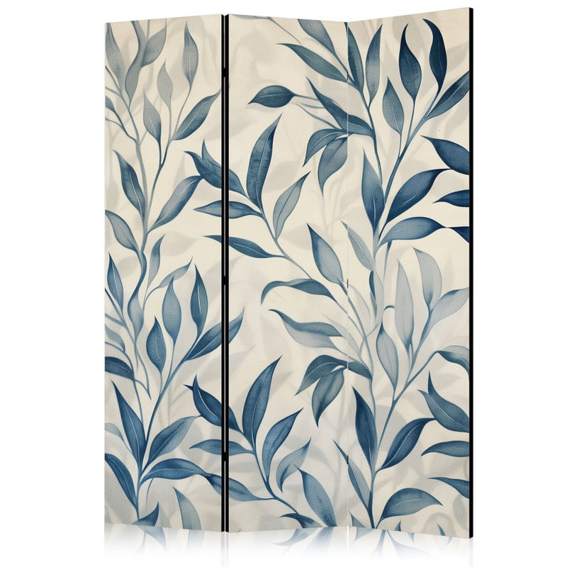 3-delad ljuddämpande rumsavdelare – Leaves Blue – produktbild