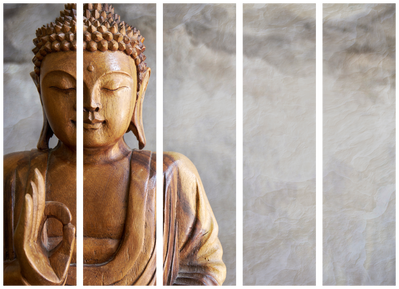 5-delad ljuddämpande rumsavdelare – Buddha – produktbild från leverantören