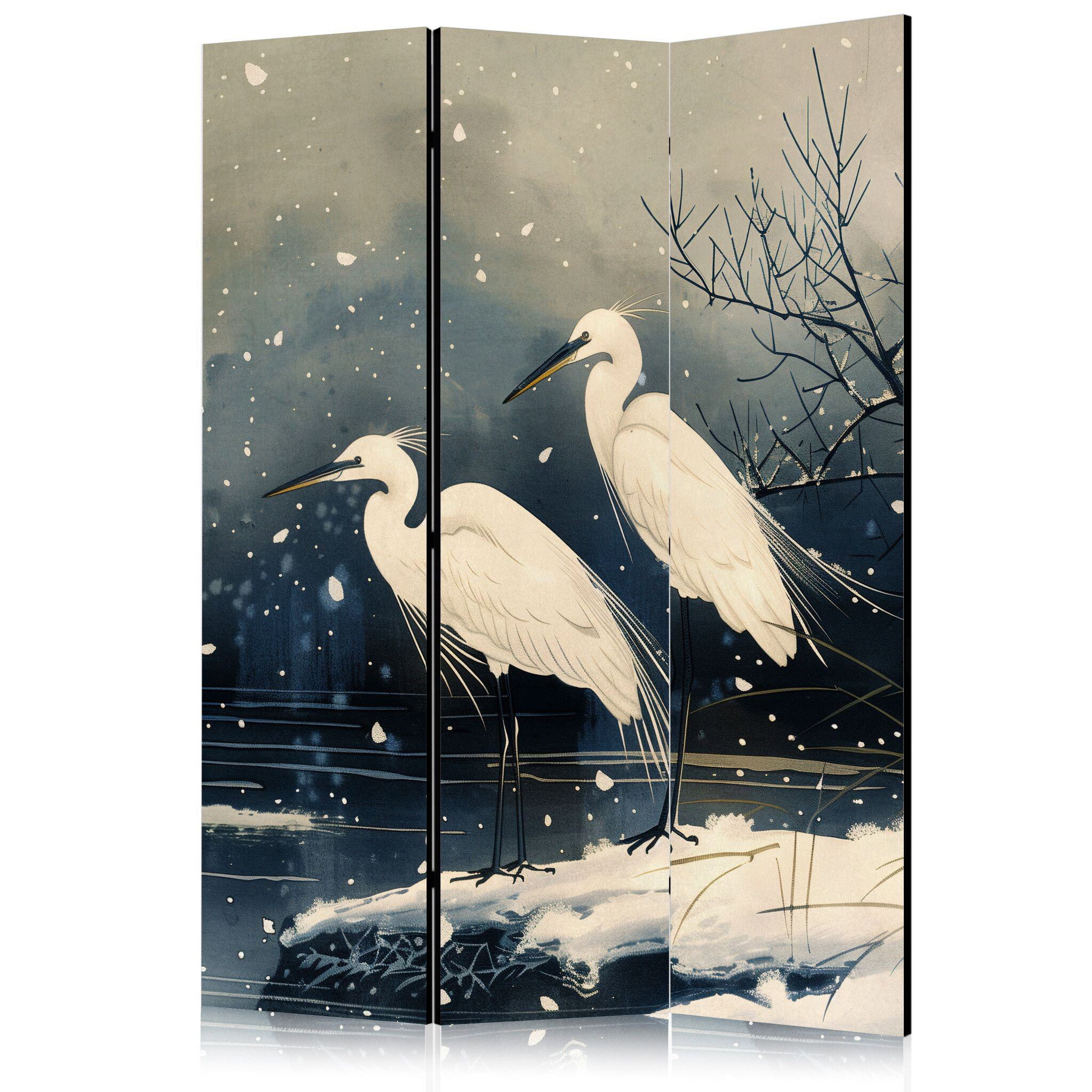 3-delad ljuddämpande rumsavdelare – Herons Over (135x172cm)