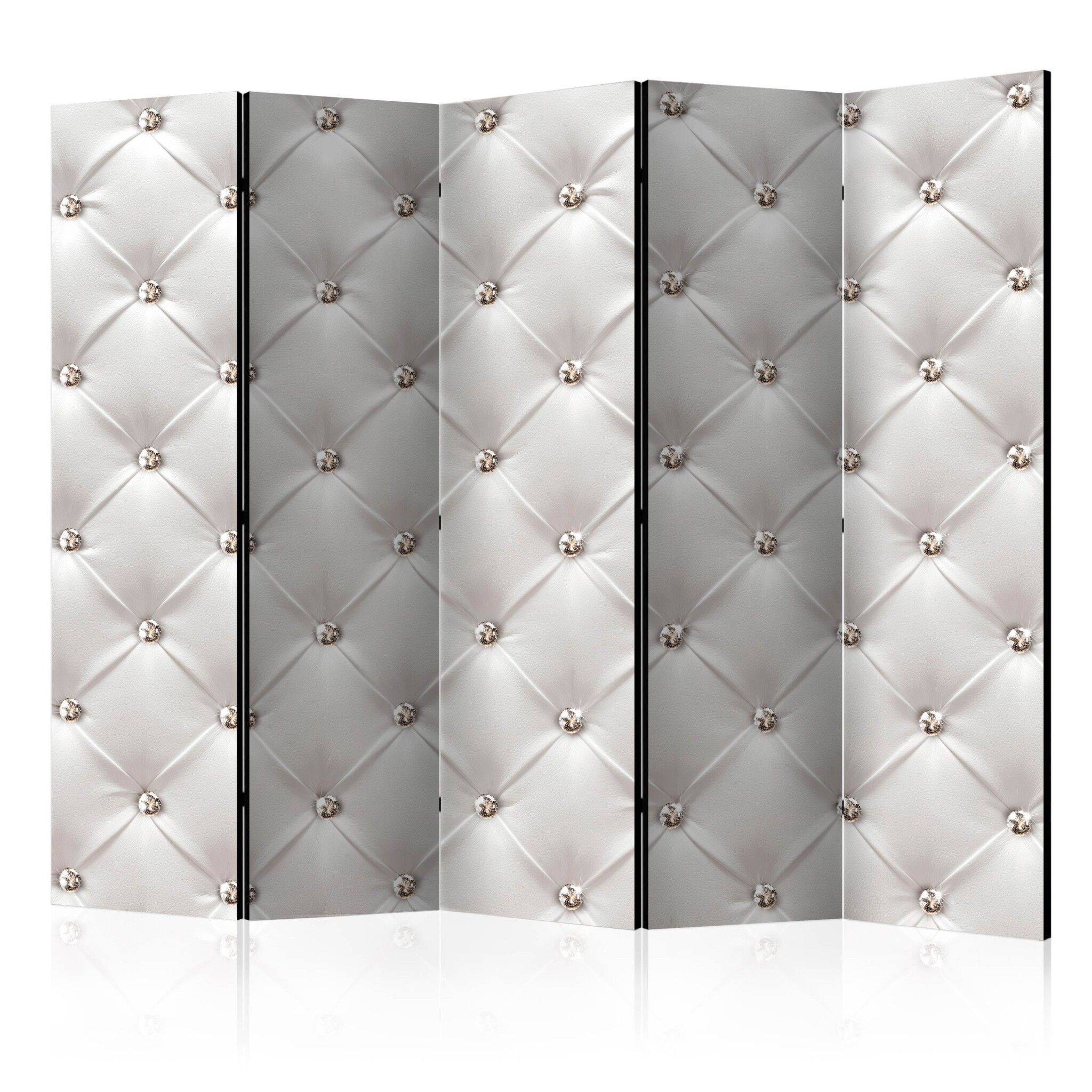 5-delad ljuddämpande rumsavdelare – White elegance (225x172cm)