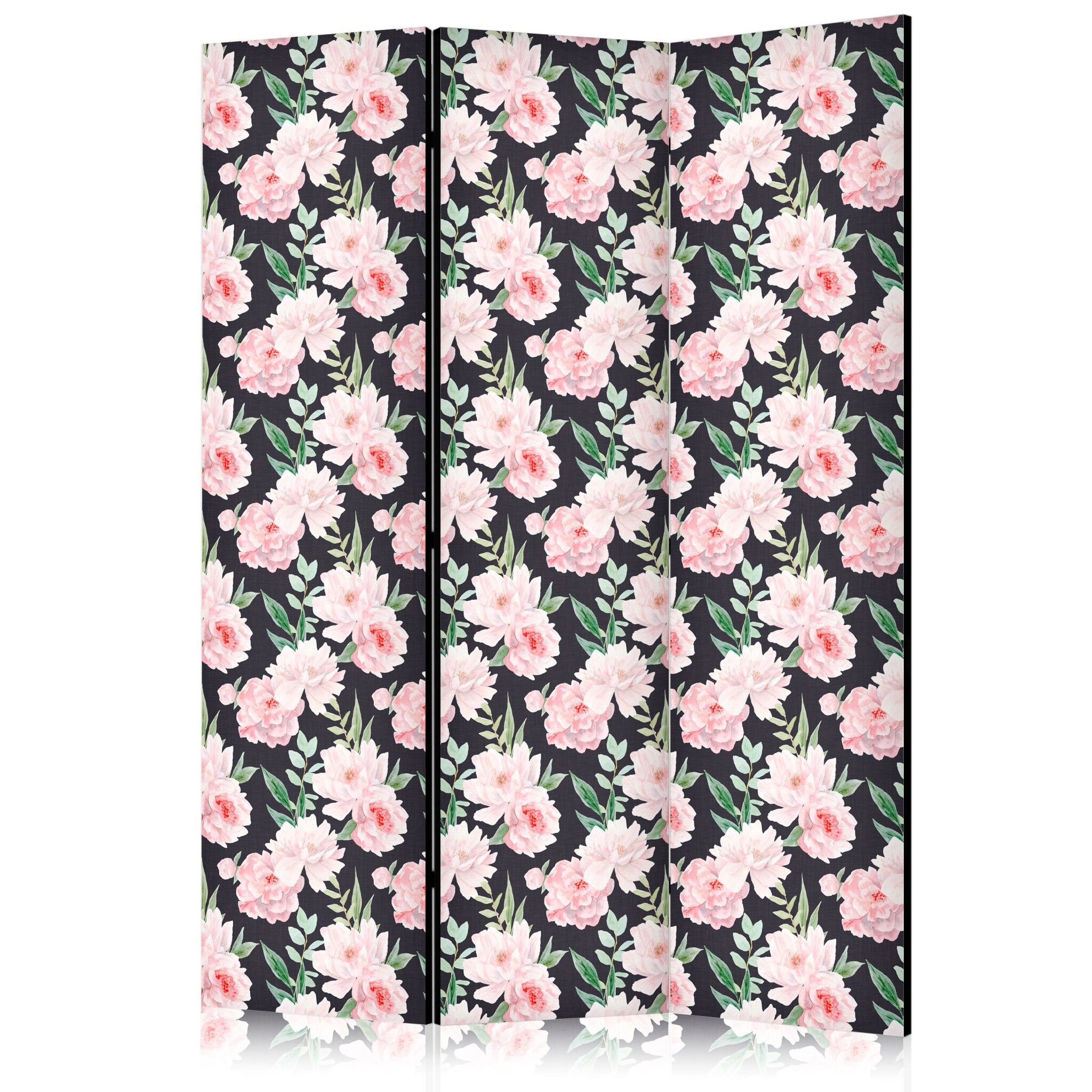 3-delad ljuddämpande rumsavdelare – Peonies Pin (135x172cm)