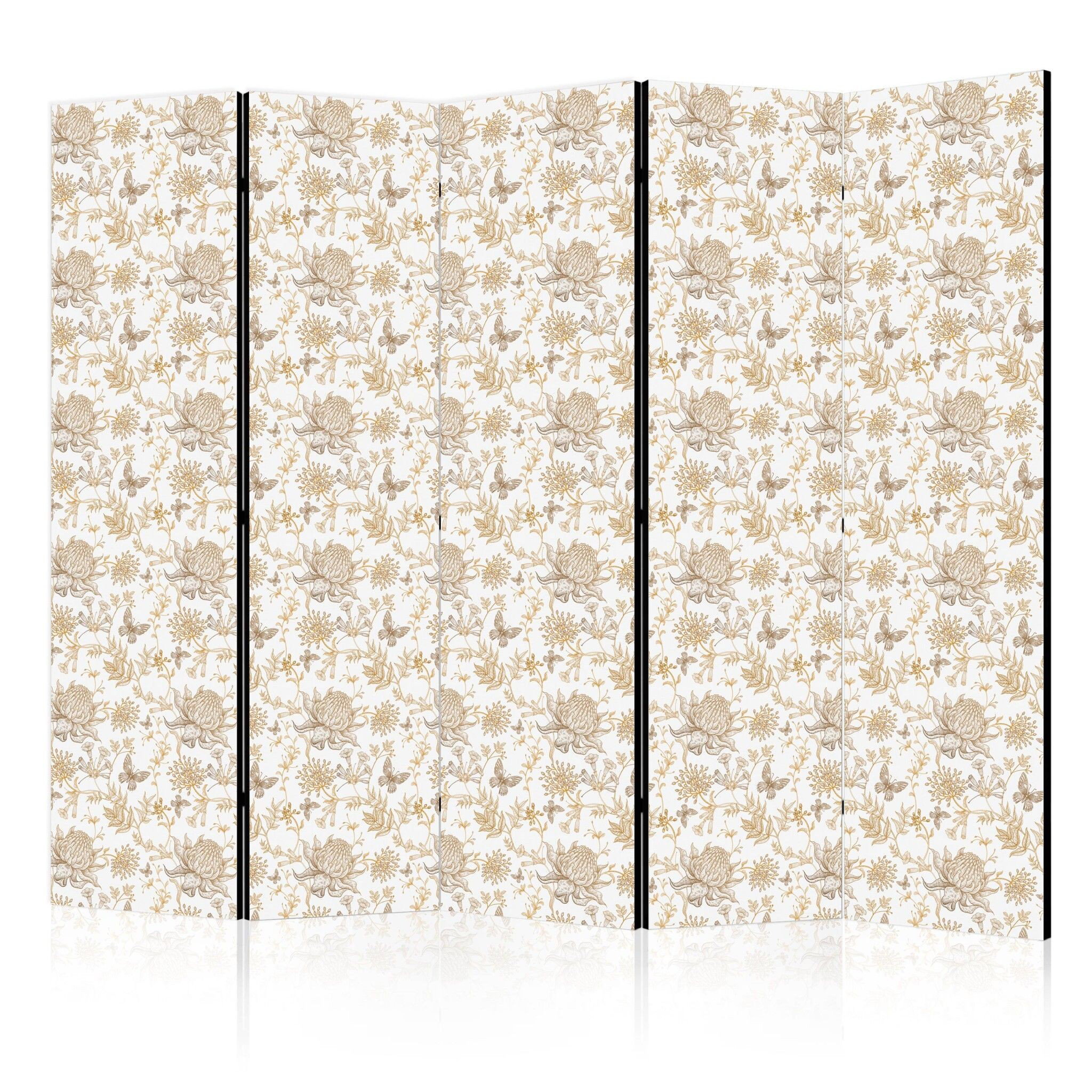 5-delad ljuddämpande rumsavdelare – Beige shades (225x172cm)