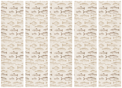 5-delad ljuddämpande rumsavdelare – Fish in beige – produktbild från leverantören