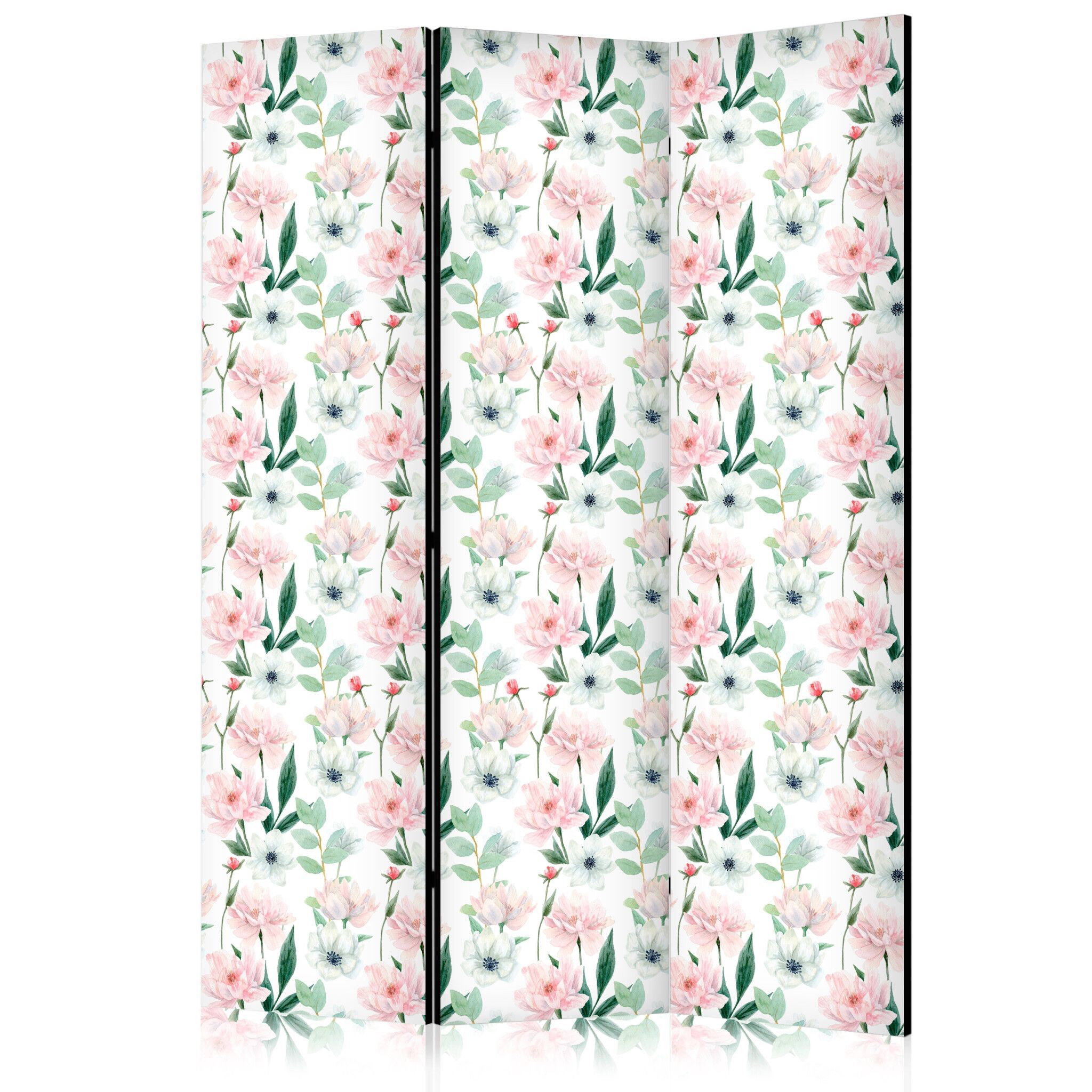 3-delad ljuddämpande rumsavdelare – Peonies Pin (135x172cm)