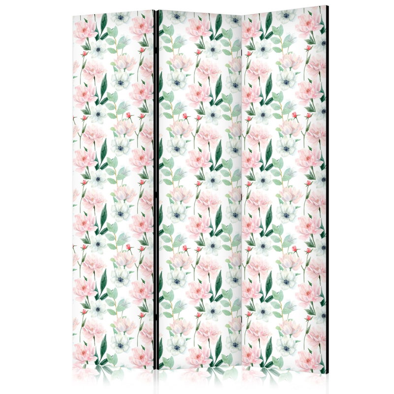3-delad ljuddämpande rumsavdelare – Peonies Pin – produktbild