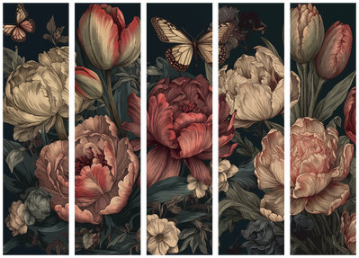 5-delad ljuddämpande rumsavdelare – Floral – produktbild från leverantören