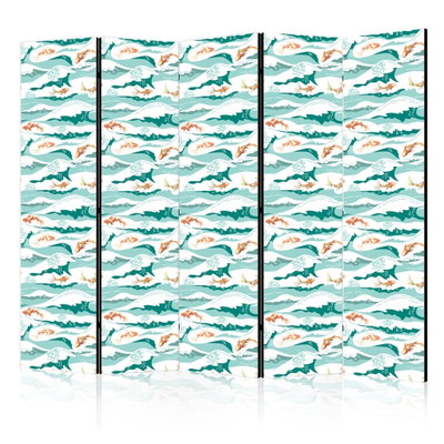 5-delad ljuddämpande rumsavdelare – Fish jumping – produktbild