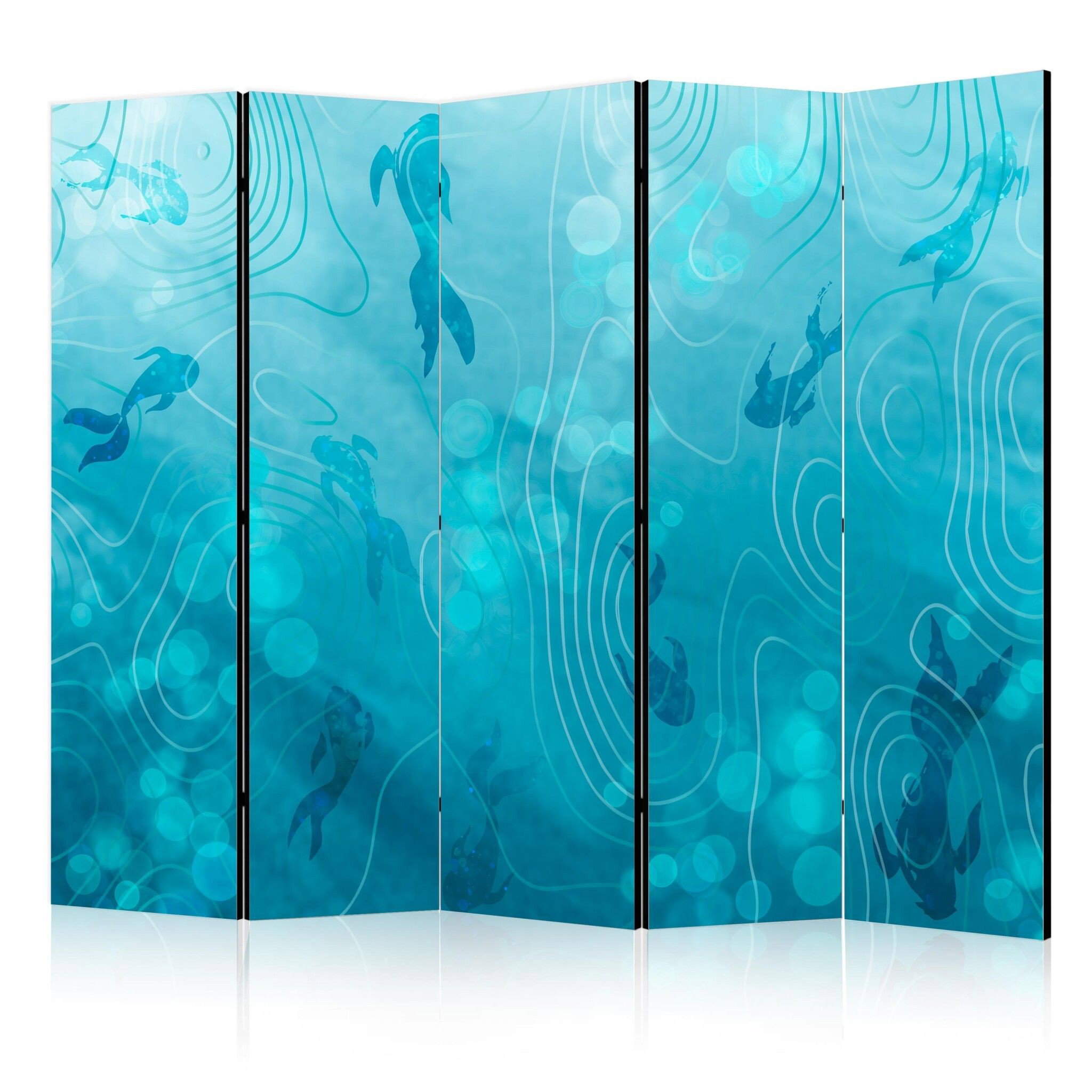 5-delad ljuddämpande rumsavdelare – Koi fish (225x172cm)