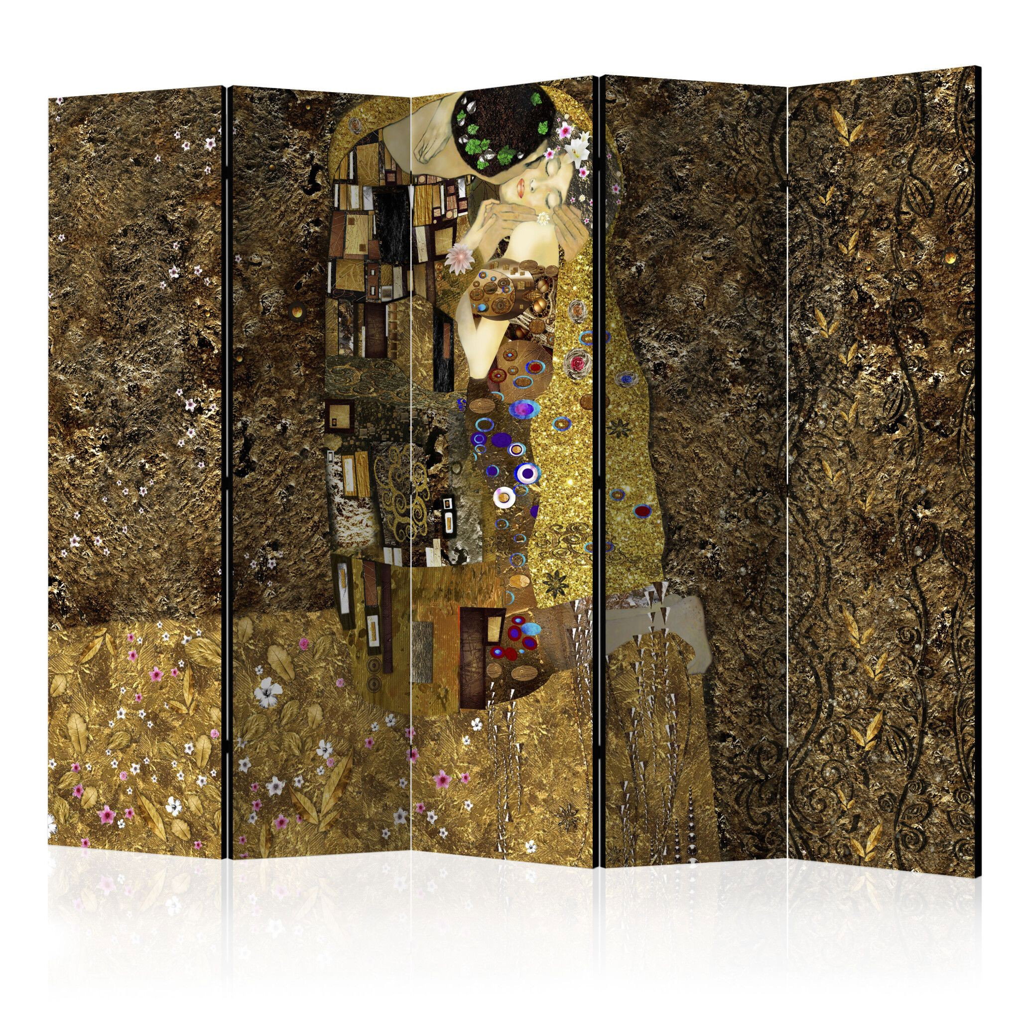 5-delad ljuddämpande rumsavdelare – Golden kiss (225x172cm)