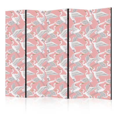 5-delad ljuddämpande rumsavdelare – Pastel birds – produktbild