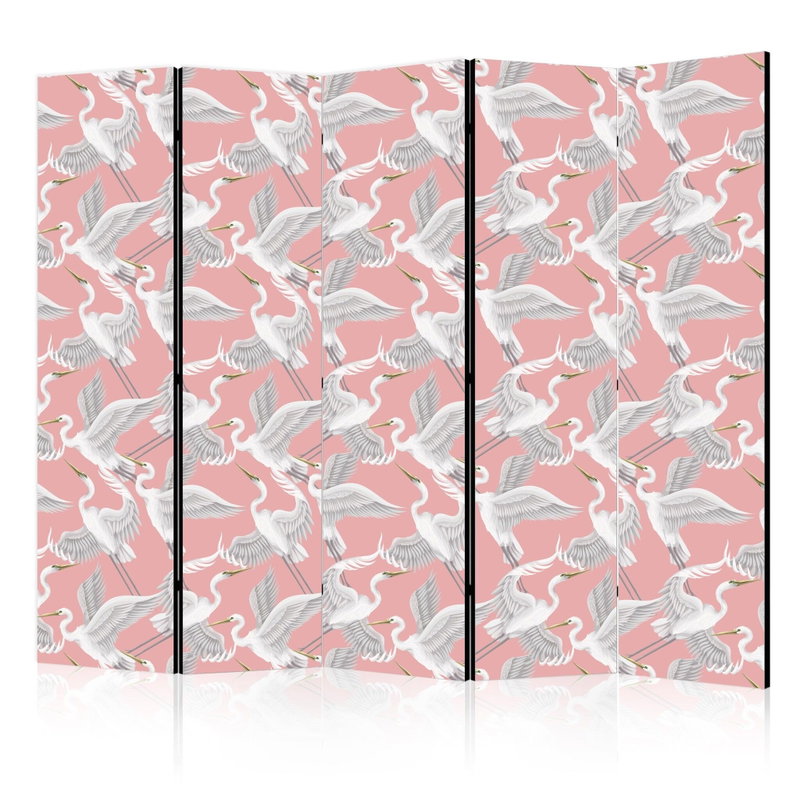 5-delad ljuddämpande rumsavdelare – Pastel birds – produktbild