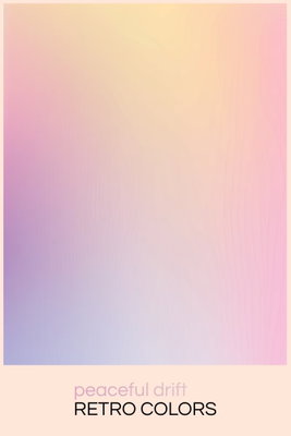 Peaceful drift delicate – motivvy. Mjuk gul, rosa, blå och violett färg bildar en gradient inom en ljust rosa bård med liten typografi.