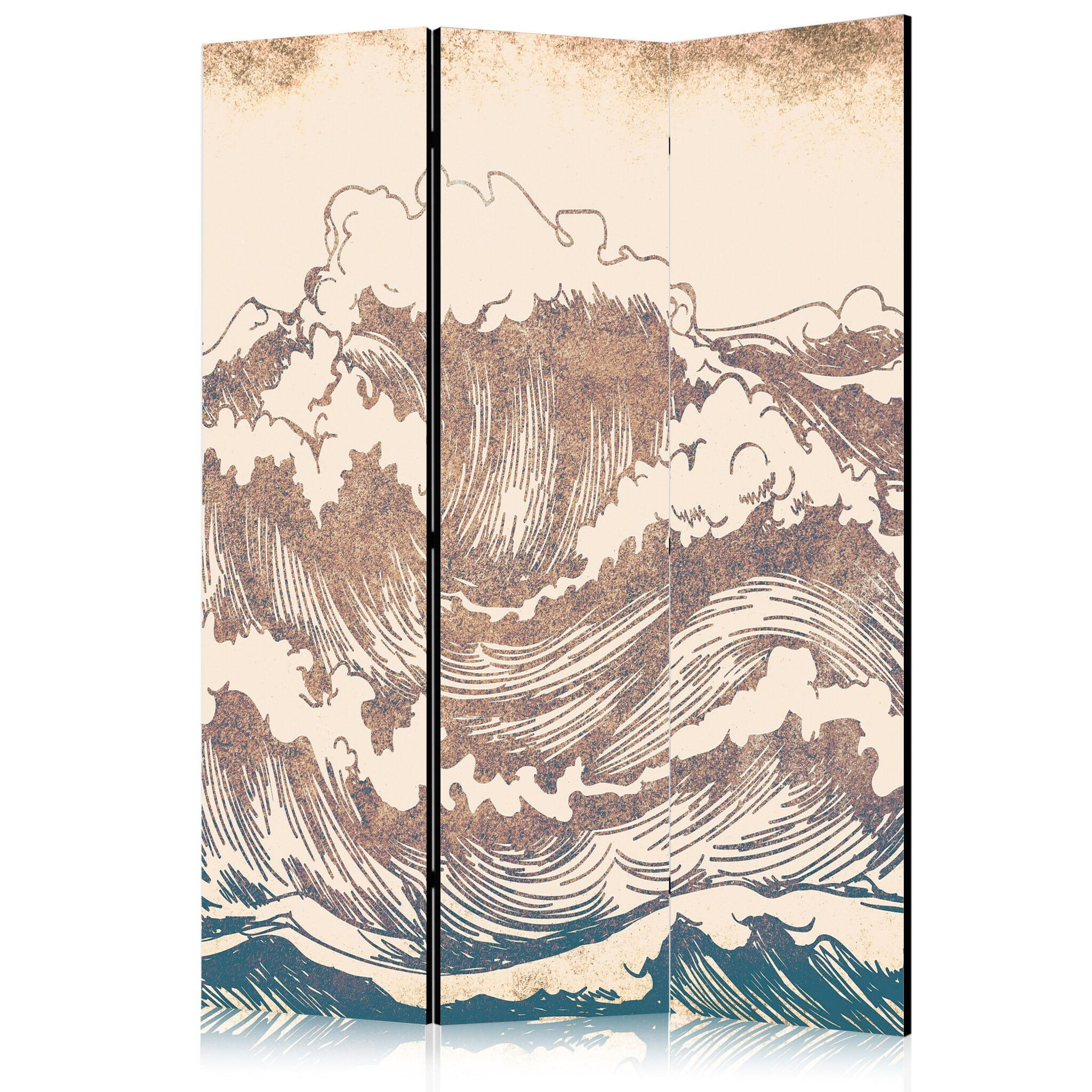 3-delad ljuddämpande rumsavdelare – Stormy Ocea (135x172cm)