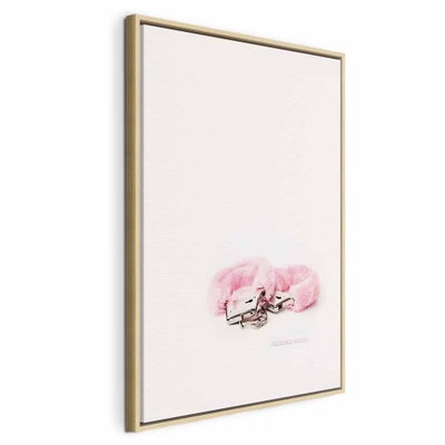 Rendez vous vertical – naturfärgad ram. Små rosa bilar samlas nära bildens nedre del, med en stor ljus yta omkring motivet.