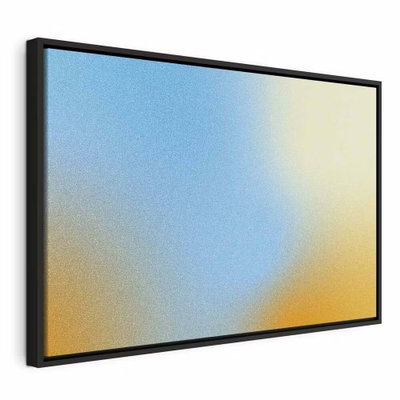 Energetic gradient gradient – svart ram. En bred, kornigt återgiven färgövergång går mellan blått, ljusgrönt, gult och varmt orange.
