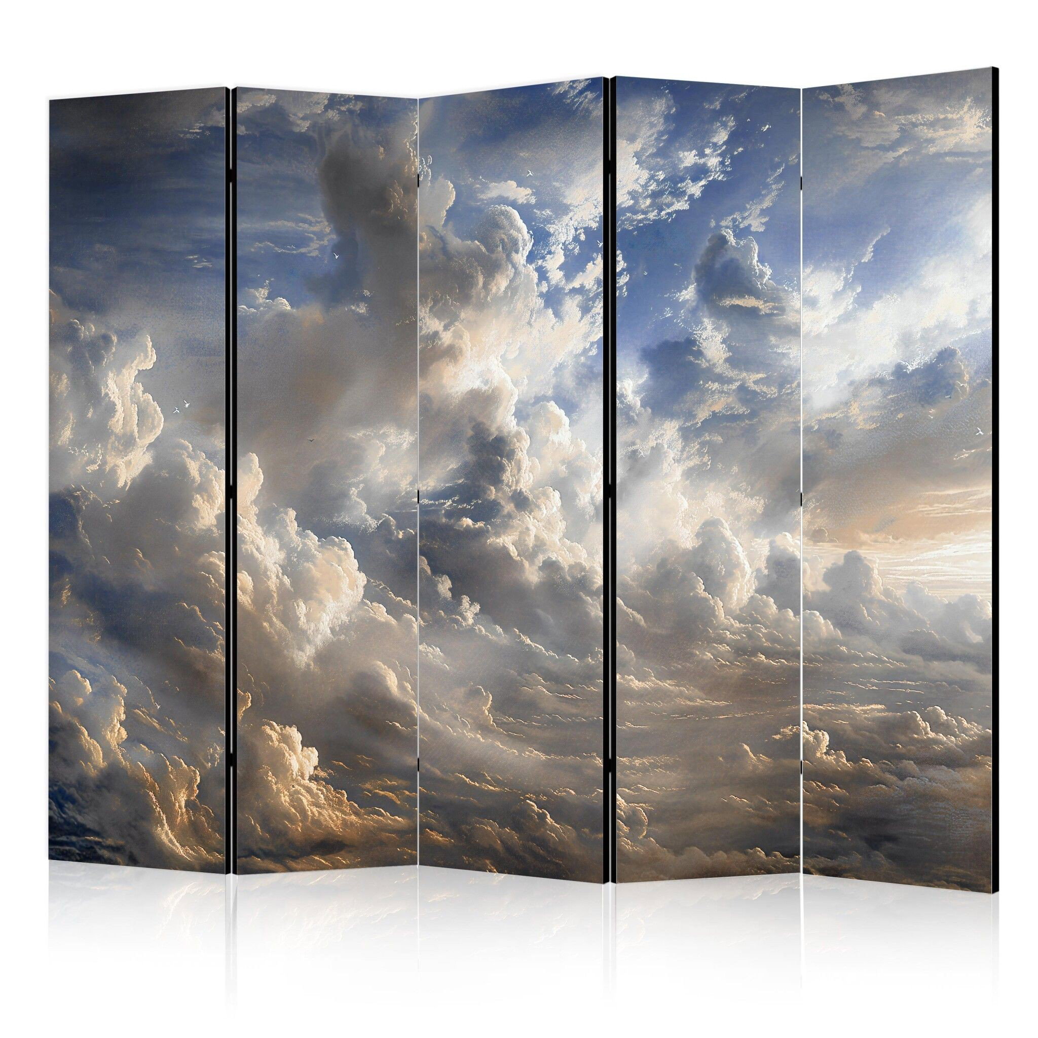 5-delad ljuddämpande rumsavdelare – Golden (225x172cm)