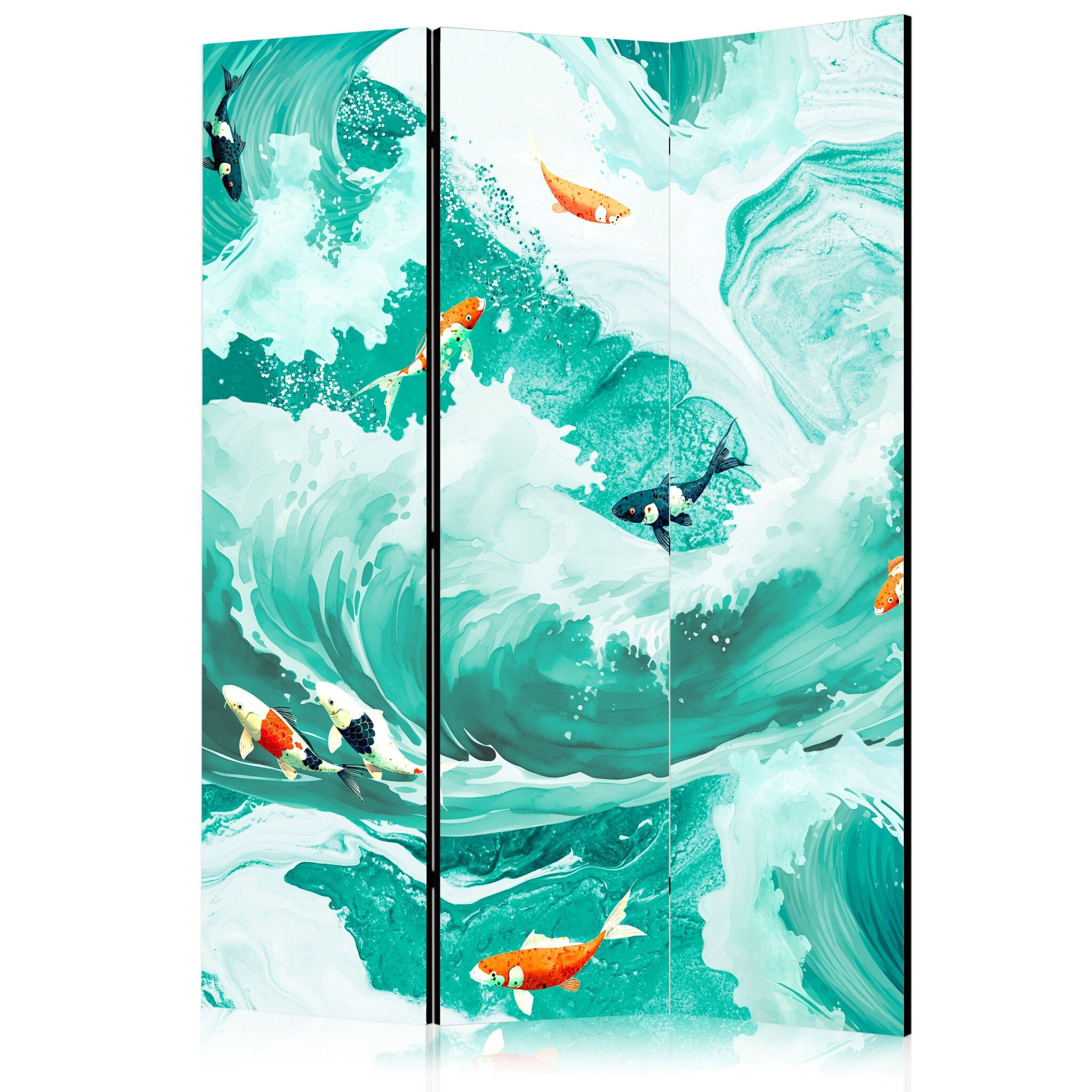 3-delad ljuddämpande rumsavdelare – Koi Fish (135x172cm)