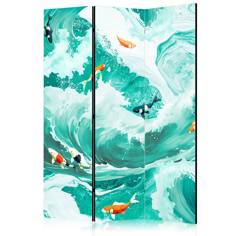 3-delad ljuddämpande rumsavdelare – Koi Fish – produktbild