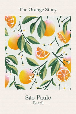The orange story vertical – motivvy. Hela och skurna apelsiner möter gröna blad och tryckt typografi på en ljust crèmefärgad botten.