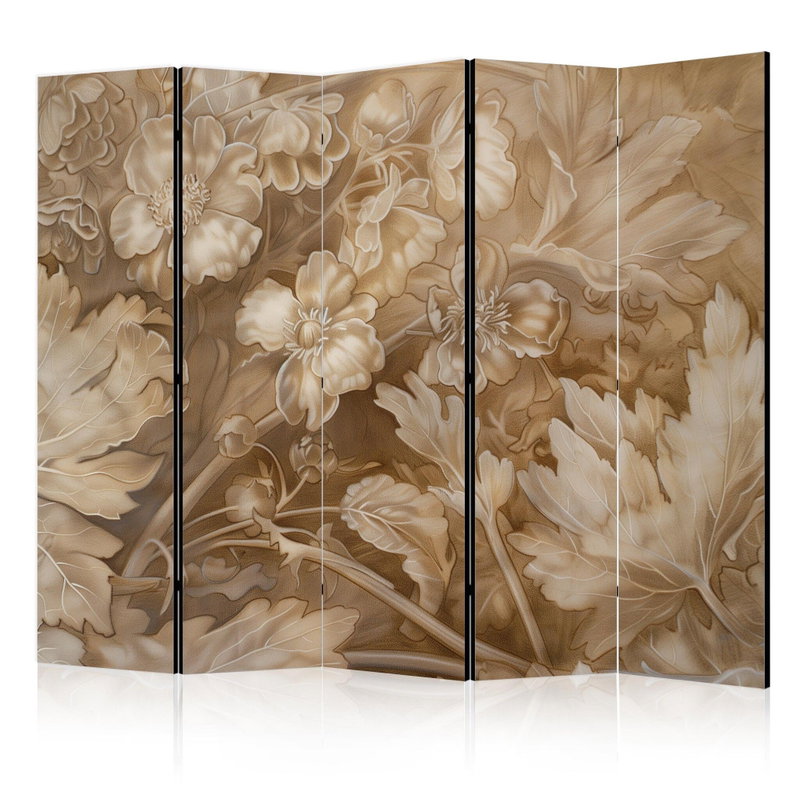 5-delad ljuddämpande rumsavdelare – Carved floral – produktbild