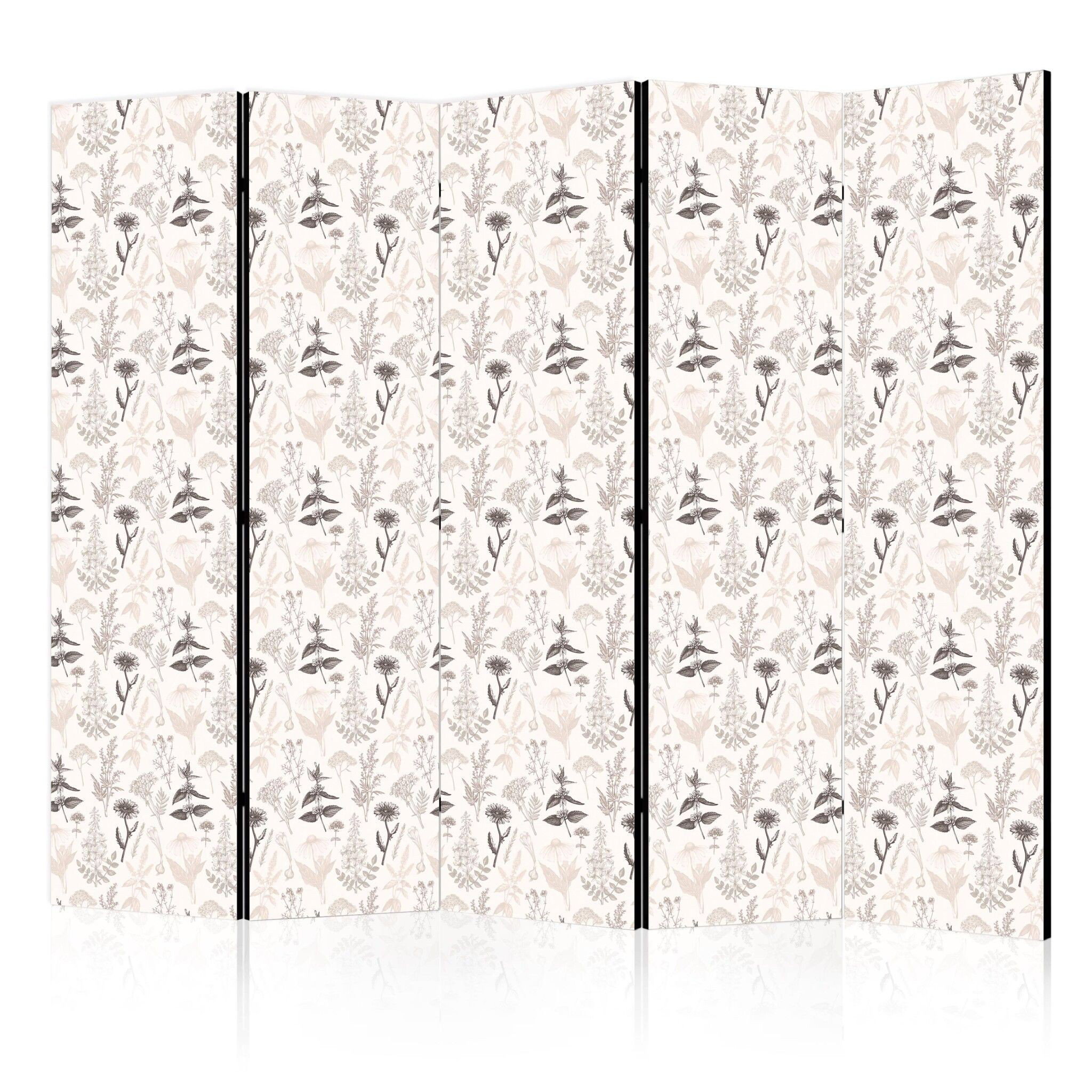 5-delad ljuddämpande rumsavdelare – Botanical (225x172cm)