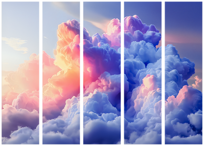 5-delad ljuddämpande rumsavdelare – Clouds like – produktbild från leverantören