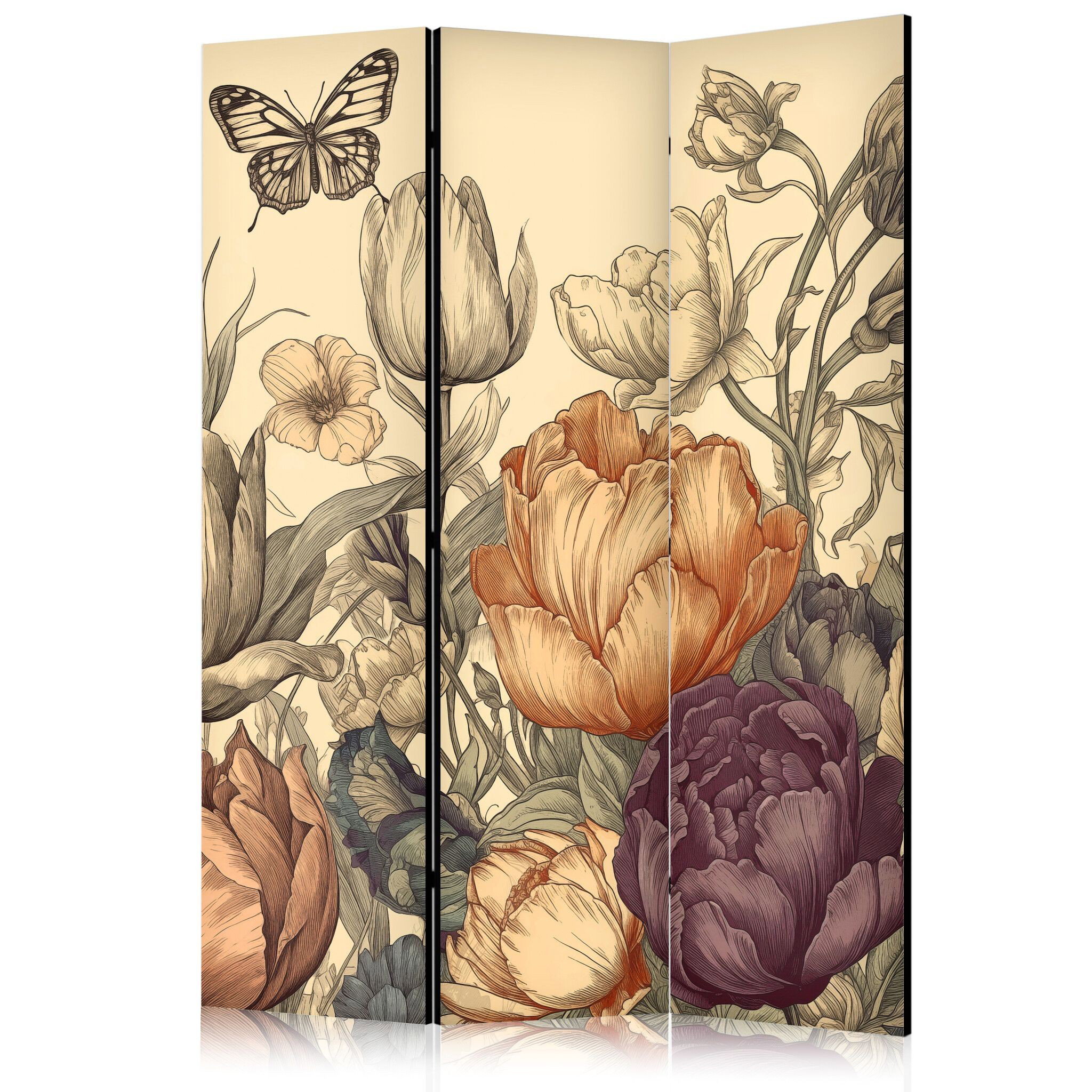 3-delad ljuddämpande rumsavdelare – Tulips Crea (135x172cm)