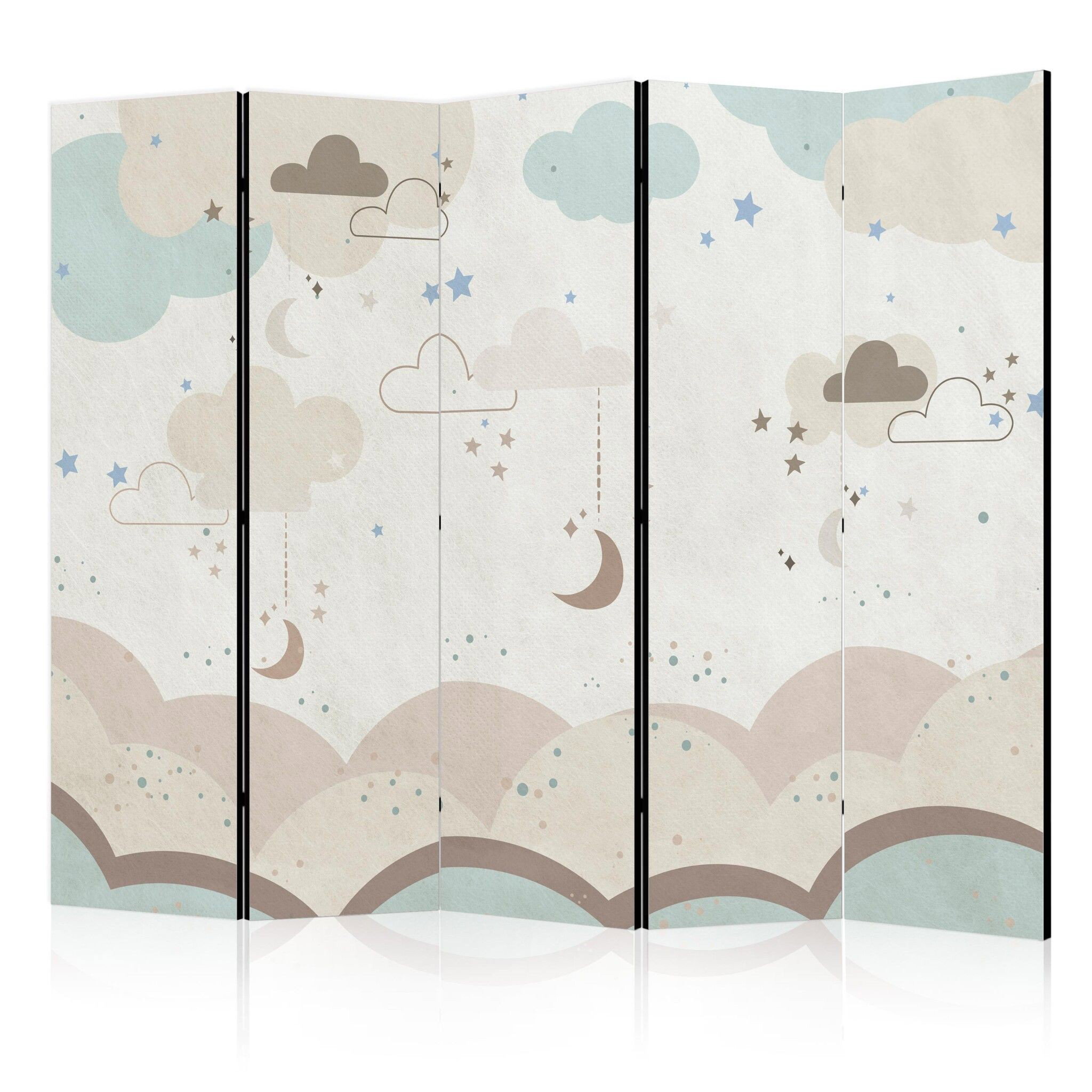 5-delad ljuddämpande rumsavdelare – Cloudy night (225x172cm)