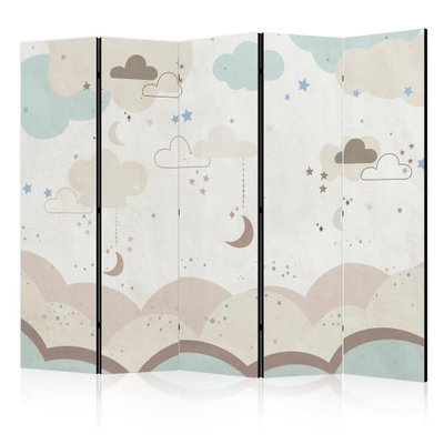 5-delad ljuddämpande rumsavdelare – Cloudy night – produktbild