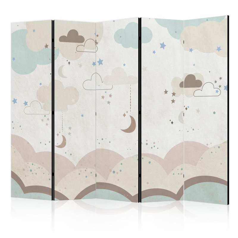 5-delad ljuddämpande rumsavdelare – Cloudy night – produktbild