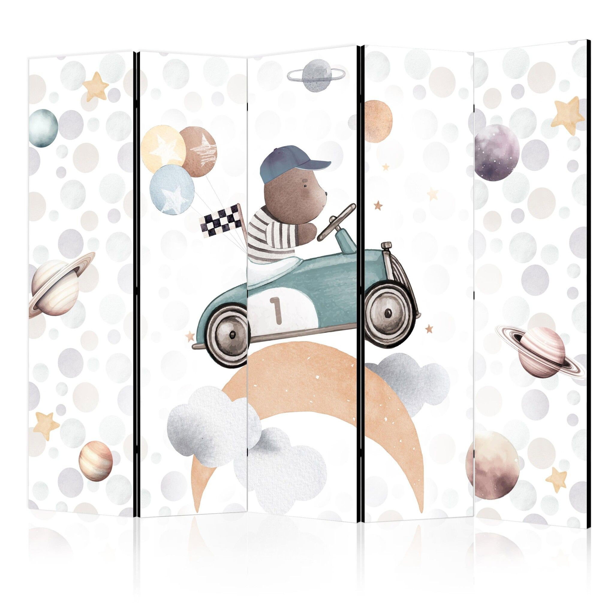 5-delad ljuddämpande rumsavdelare – Galactic races (225x172cm)
