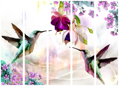 5-delad ljuddämpande rumsavdelare – Hummingbirds – produktbild från leverantören