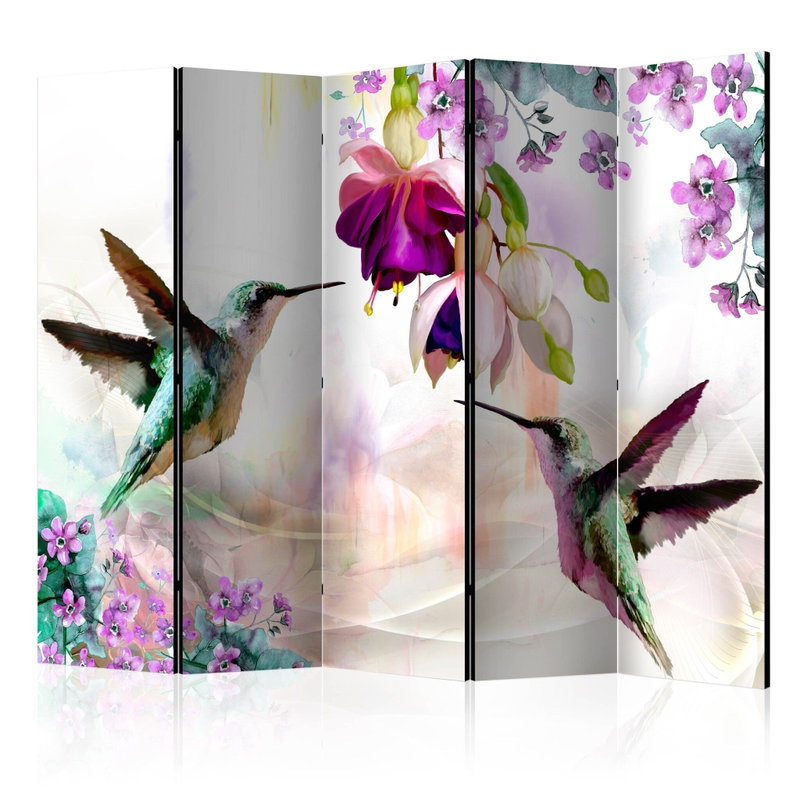 5-delad ljuddämpande rumsavdelare – Hummingbirds – produktbild