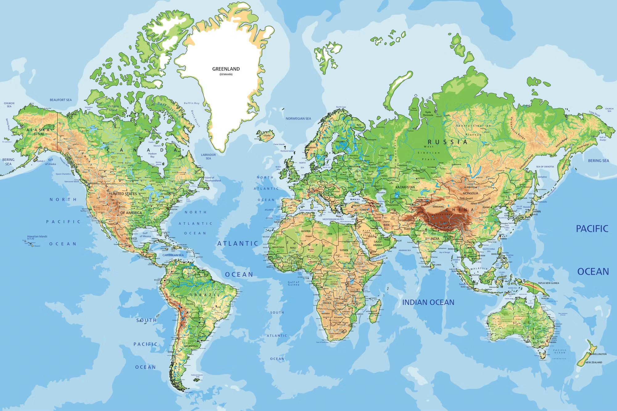 Ljuddämpande anslagstavla - World geography (60x40cm)