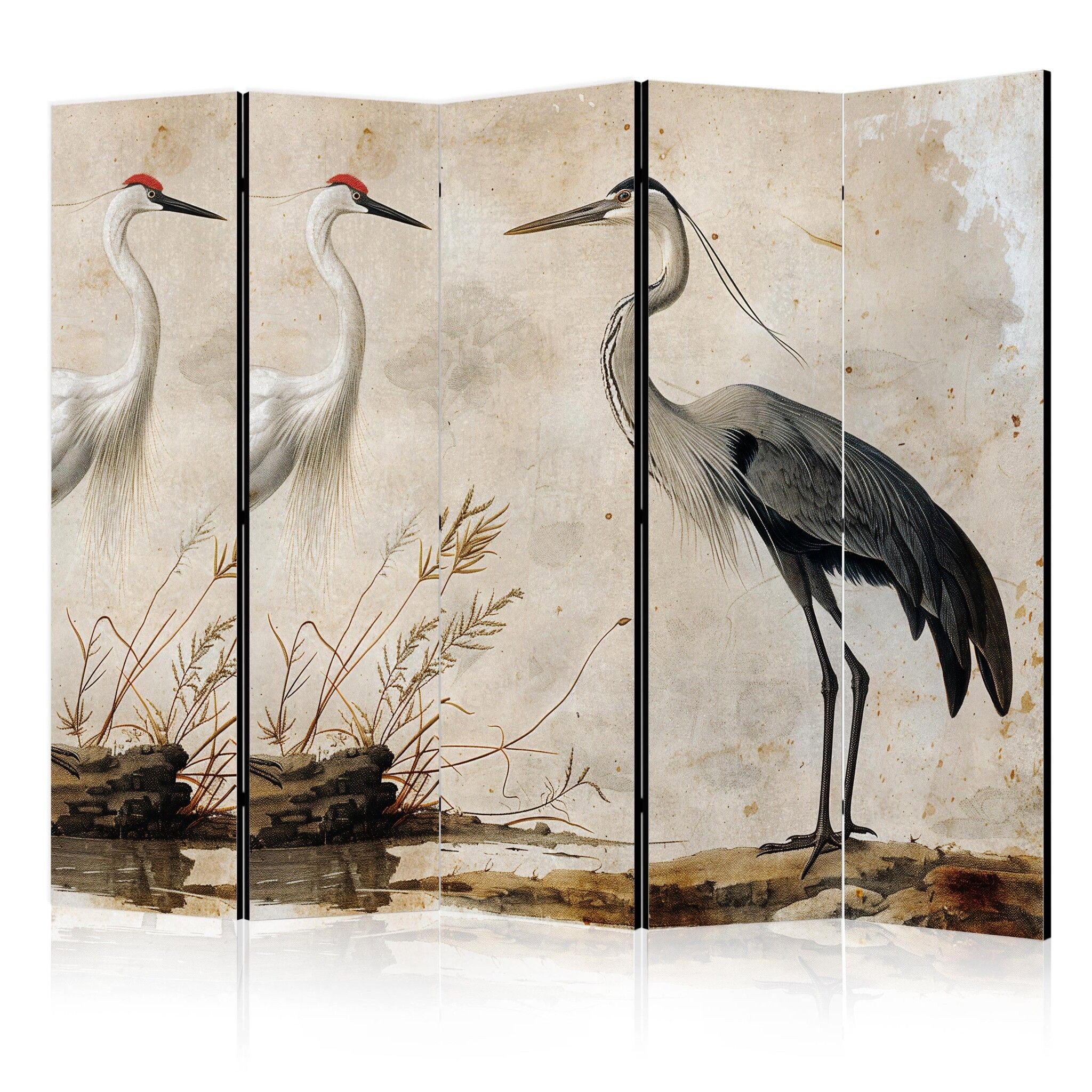 5-delad ljuddämpande rumsavdelare – Birds from an (225x172cm)