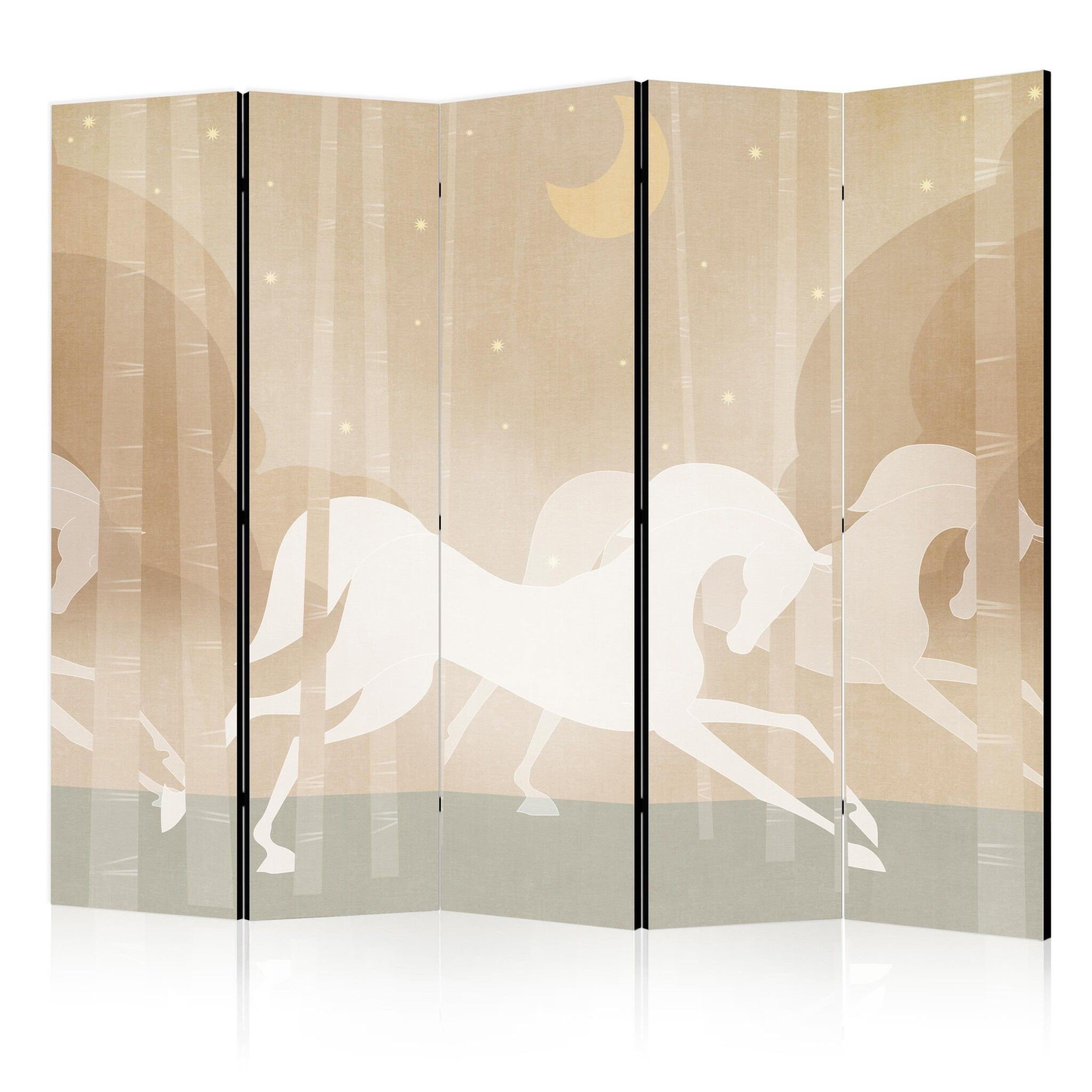 5-delad ljuddämpande rumsavdelare – Moonlit steeds (225x172cm)