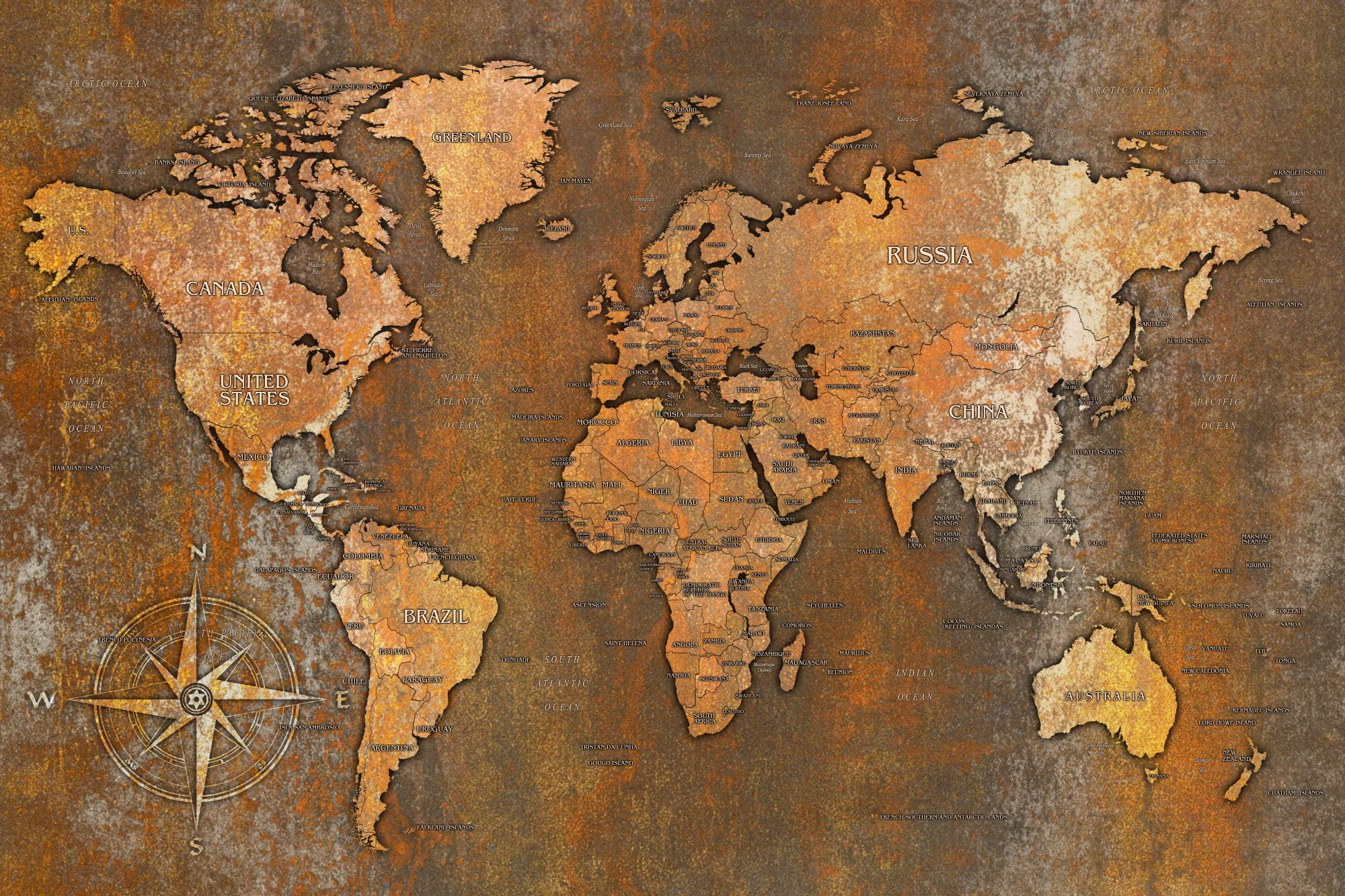 Ljuddämpande anslagstavla - Rusty world (60x40cm)