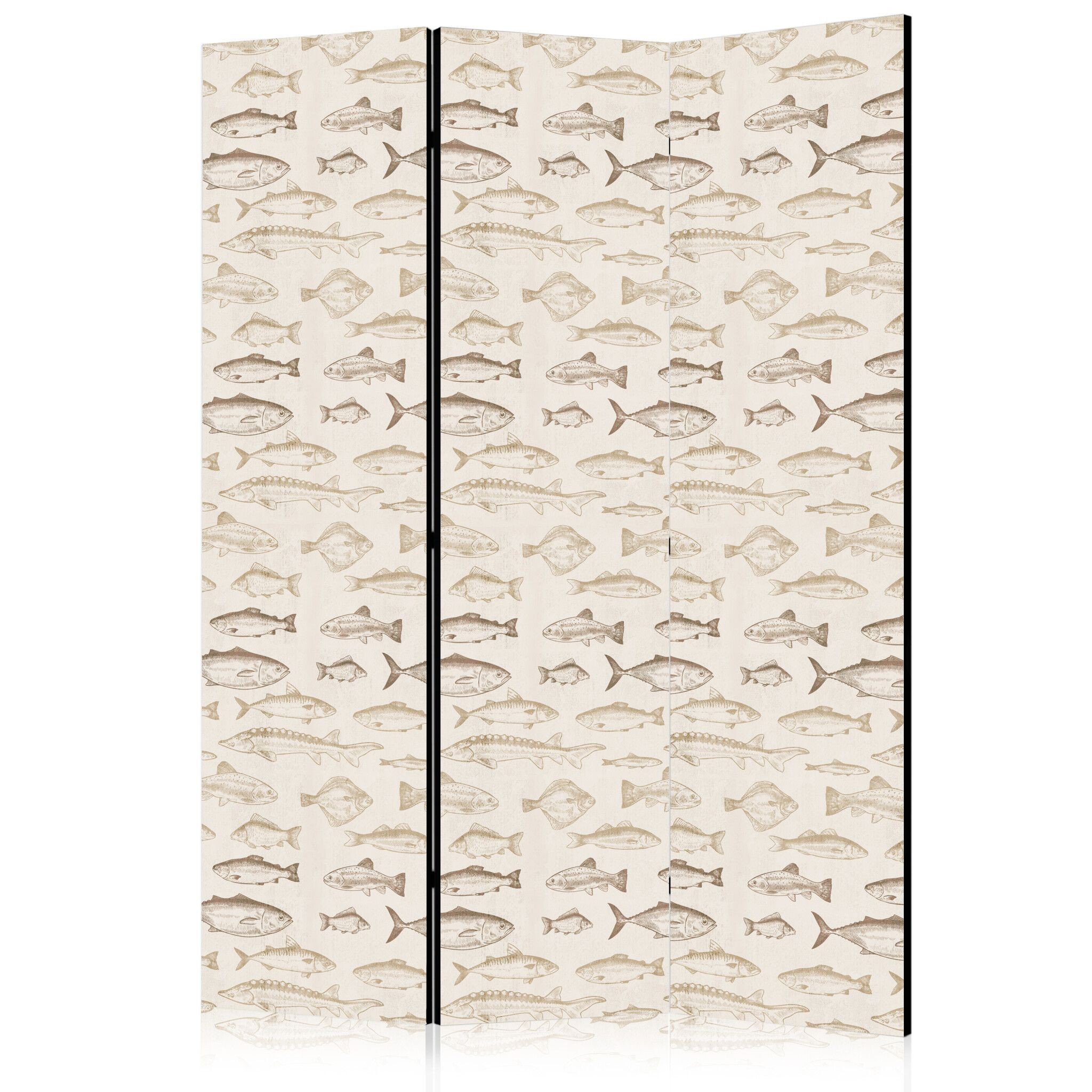 3-delad ljuddämpande rumsavdelare – Fish Beige (135x172cm)