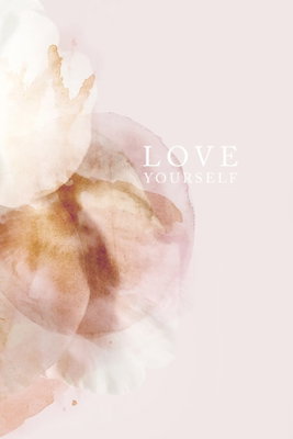 Love yourself vertical – motivvy. Blekt rosa och bruna, genomskinligt återgivna former möter liten vit typografi på en ljus botten.