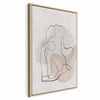 French chic vertical – naturfärgad ram. Tunna svarta linjer tecknar sammanhängande ansiktsformer över ljust gråbeige och rundade neutrala fält.