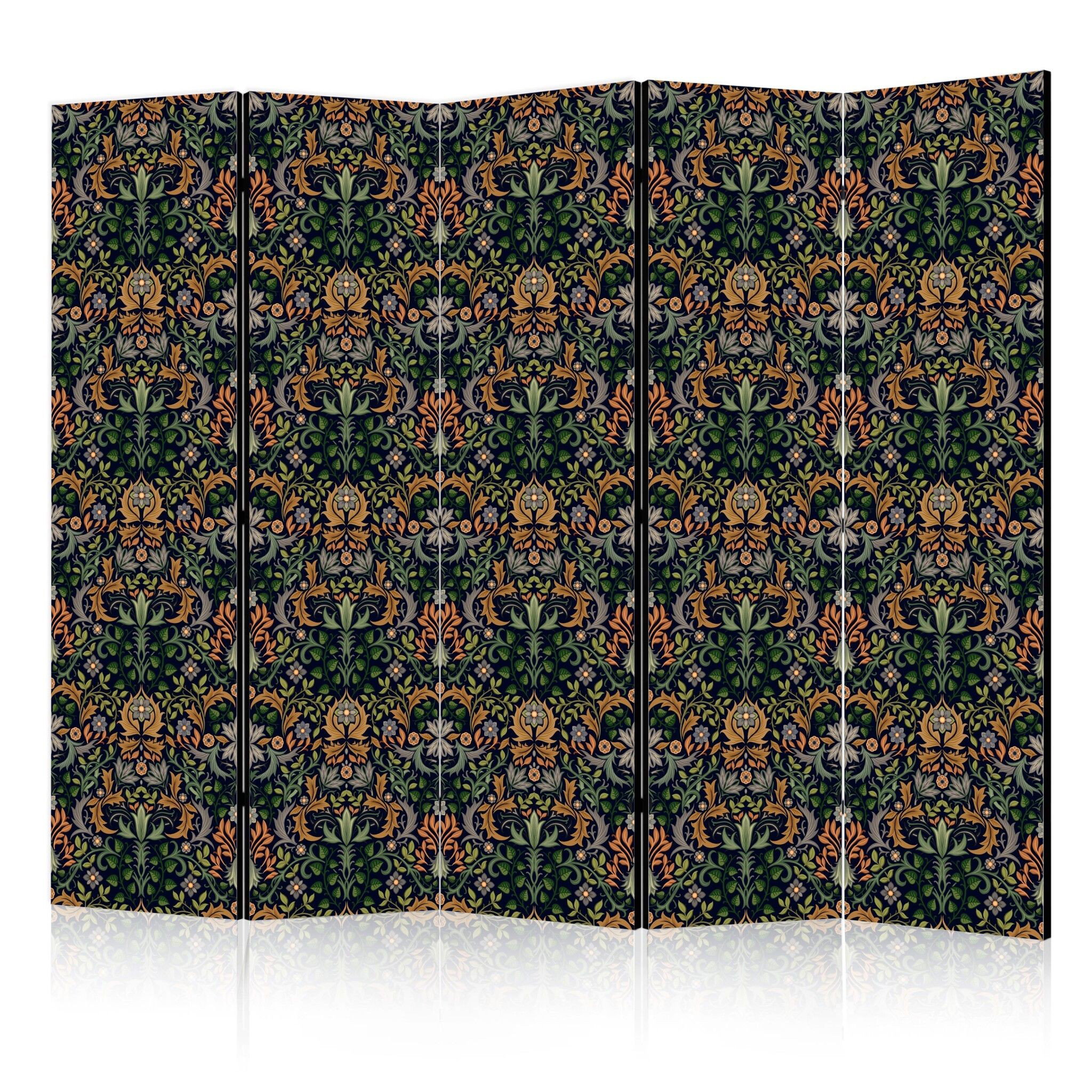 5-delad ljuddämpande rumsavdelare – Retro vintage (225x172cm)